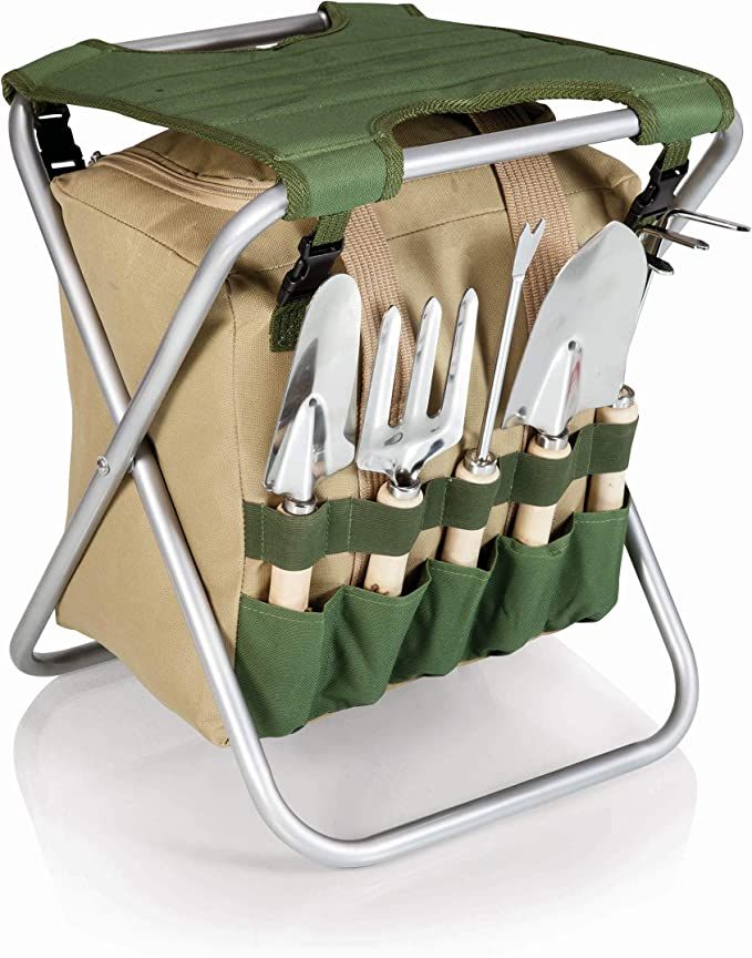 Gardener Folding Seat with Tools, (Olive Green with Beige Accents) | Amazon (US)