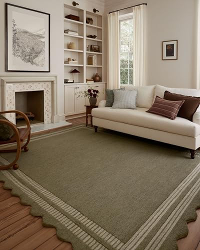 Loloi Chris Loves Julia Scottie Collection SCO-01 Olive/Pebble 9'-3" x 13', .87" Pile Height, Are... | Amazon (US)