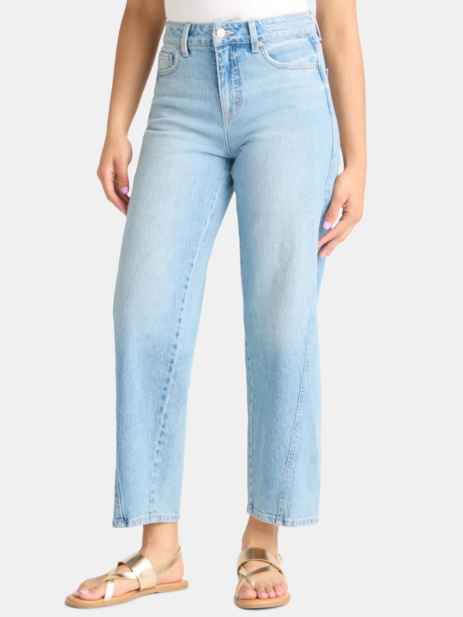 Time and Tru Women's High Rise Barrel Jeans, 26.5" Inseam, Sizes 0-20 - Walmart.com | Walmart (US)