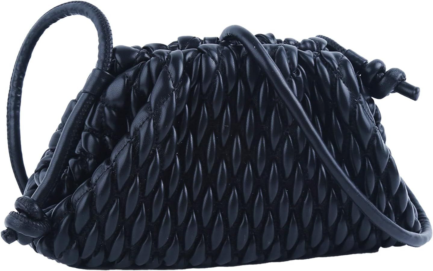 ELDA Dumpling Bag for Women Quilted Clutch Handbag Cloud Purse Fashion Ruched Bag Handmade Leather Hobo Bag | Amazon (US)
