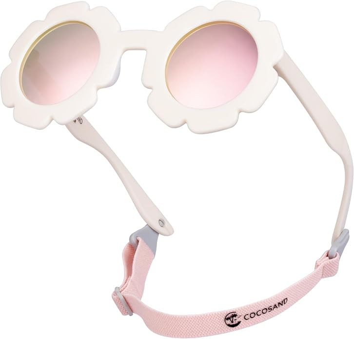 COCOSAND Toddler Sunglasses with Strap Polarized Flower Soft Silicone Nose Pads for Kids Baby Gir... | Amazon (UK)