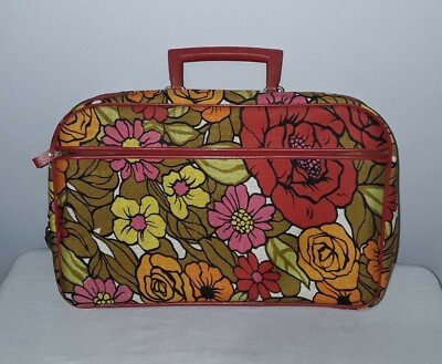 VINTAGE MID CENTURY MOD HIPPIE FLORAL SUITCASE LUGGAGE | eBay US
