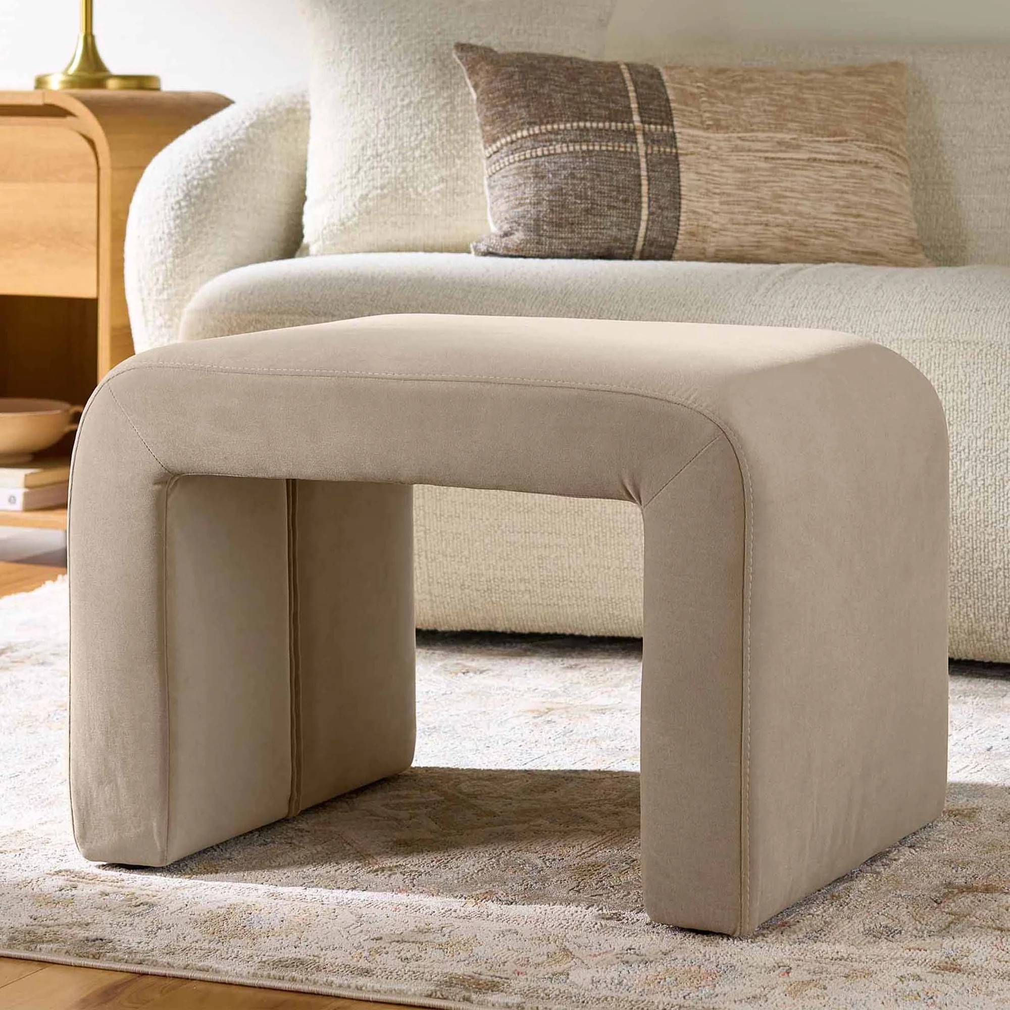 Better Homes & Gardens Juliet Velvet Waterfall Ottoman, Beige | Walmart (CA)
