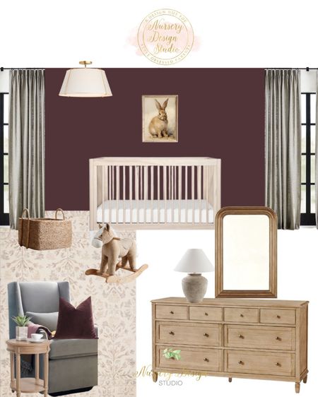 Gorgeous nursery, beige rug, patterned curtains, light wood crib 

#LTKBump #LTKHome #LTKBaby