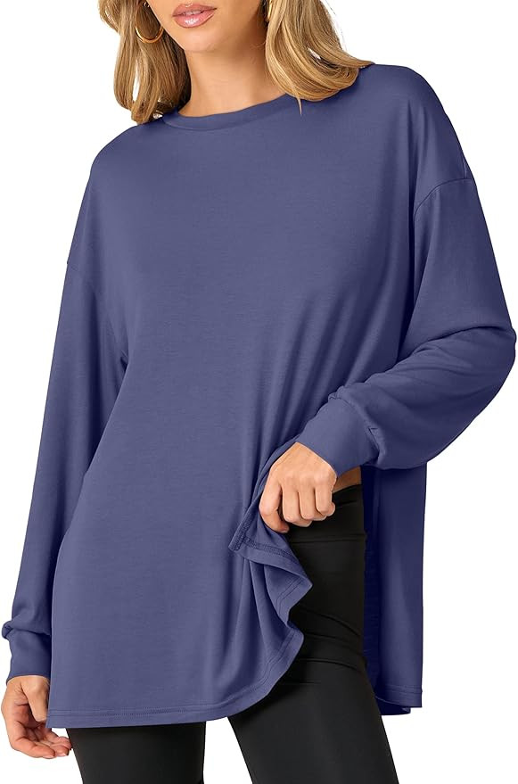 ANRABESS Women's Oversized Long Sleeve shirts Fall Workout Tunic Tops Athletic Gym Tshirts Soft B... | Amazon (US)