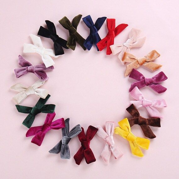 Velvet hair bows velvet bow tie velvet bow hair tie velvet | Etsy | Etsy (US)