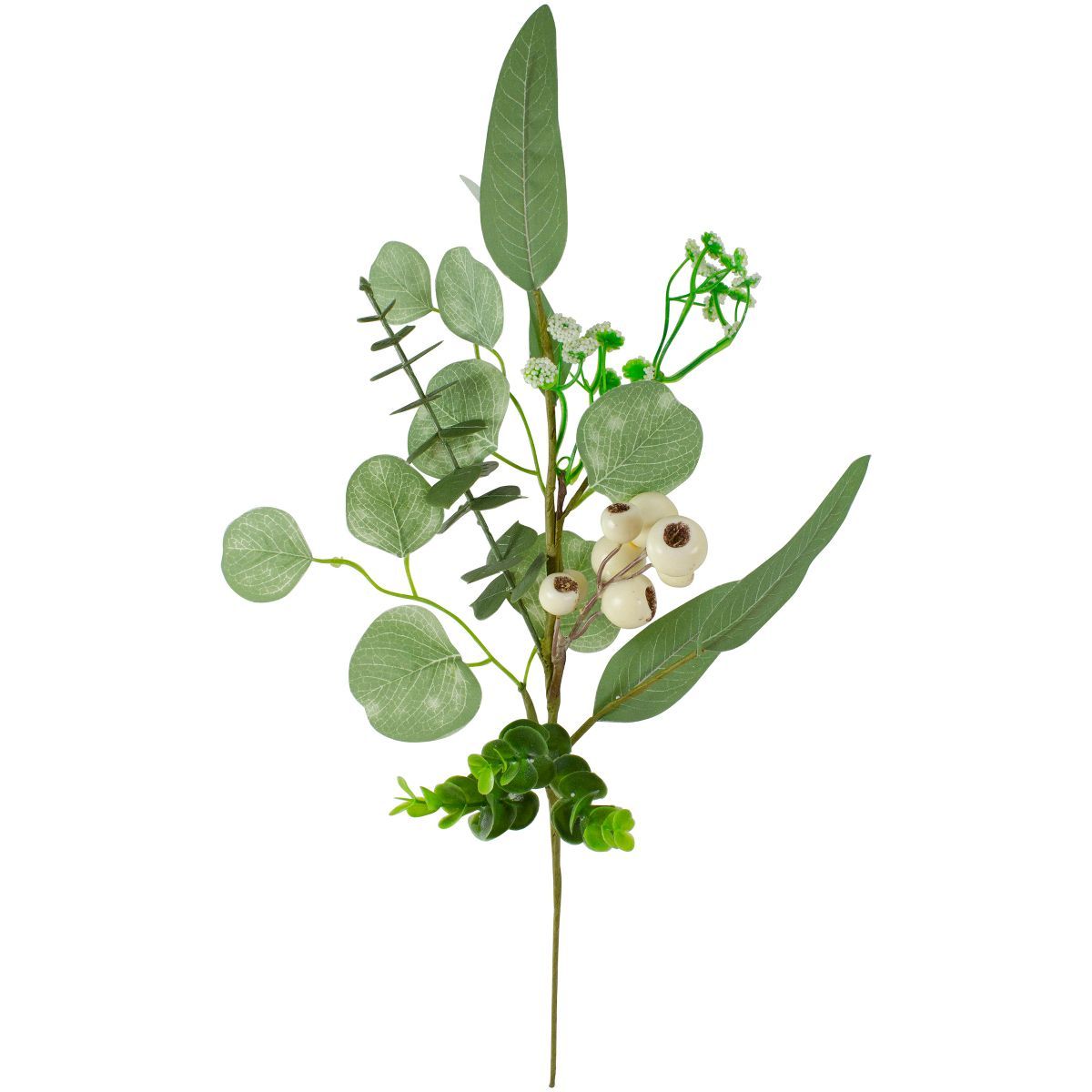 Northlight 19" Eucalyptus Leaf and White Berry Floral Spring Pick | Target