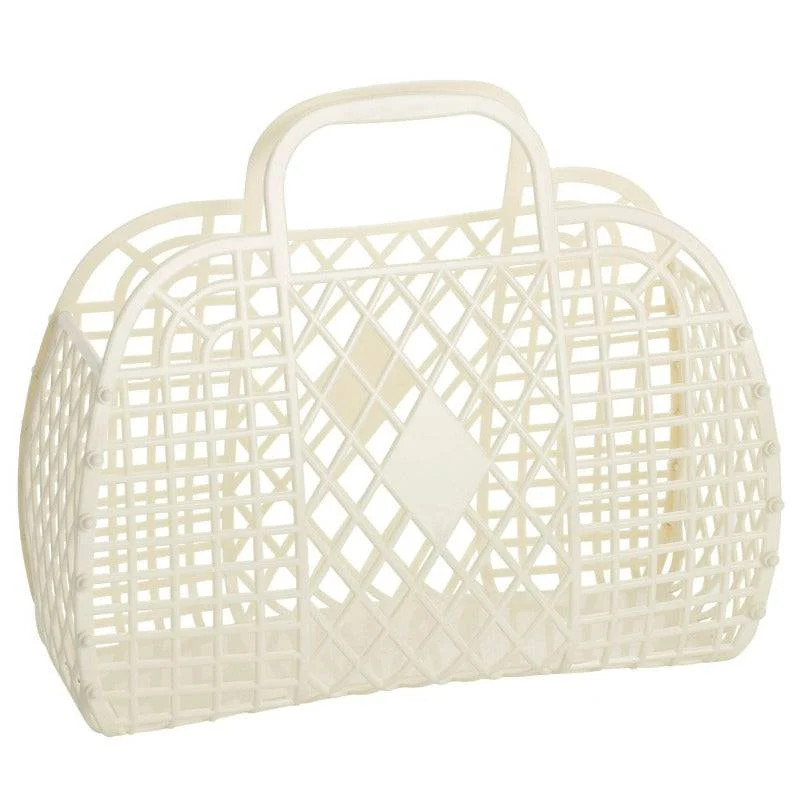 Sun Jellies Retro Basket Large- Cream Ivory | Pretty Day