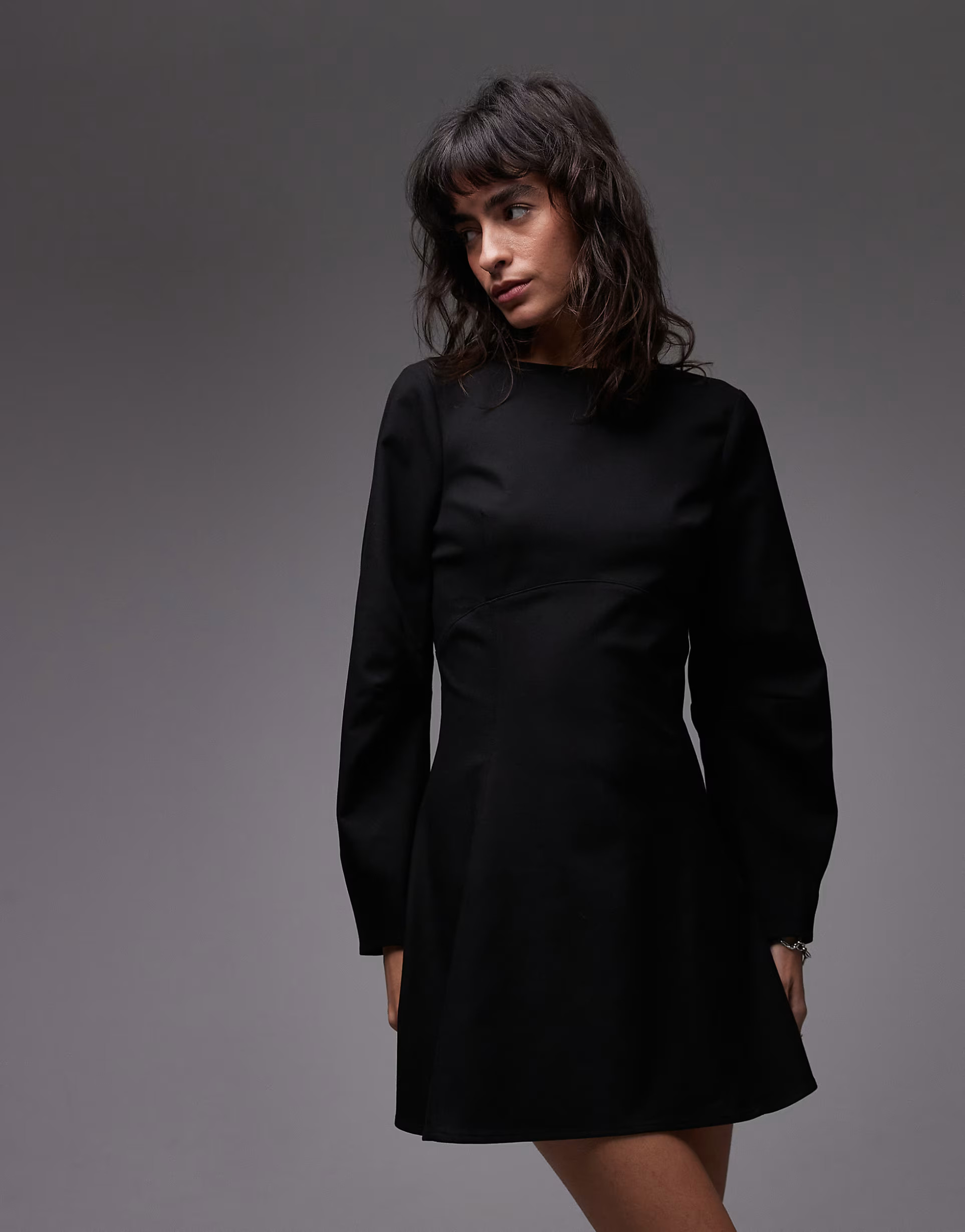 ASOS DESIGN slash neck cinched mini dress in black | ASOS | ASOS (Global)