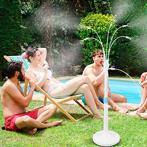 Misters for Outside Patio, Standing Misting Cooling System, Portable Outdoor Water Mist Hose Kit, Adjustable 45.7in Height & 5 Spray Nozzles for Backyard Garden Pool Tanning BBQ Cool Kids Pet Playing | Amazon (US)