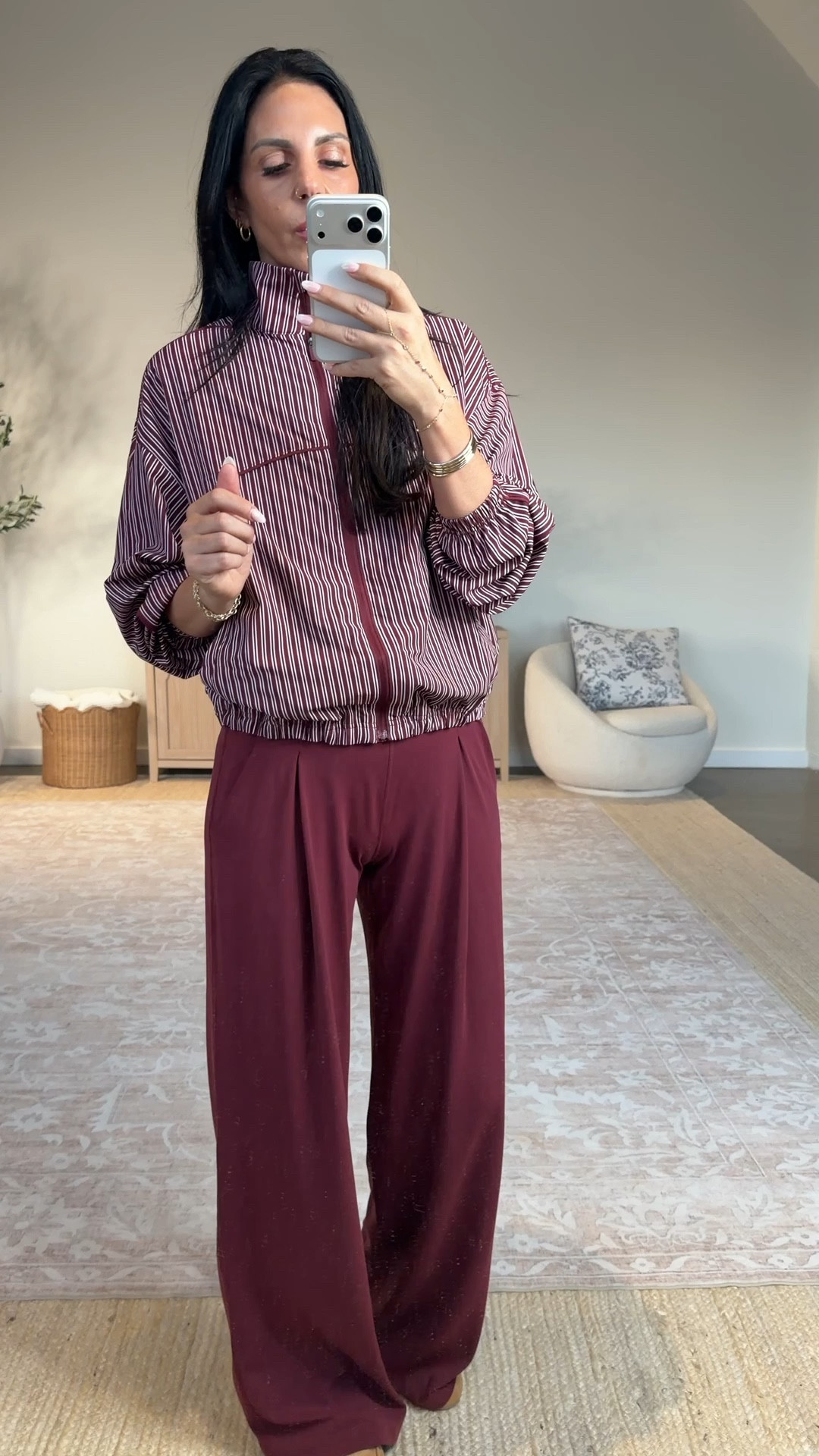 Lululemon Align Palazzo Pant- size 6 
Xsmall jacket- perfect for spring 

Awesome “mom on the go” or sports mom look- traveling in it this weekend 

#ltkover40 #ltkgrwm

#LTKootd #LTKU #LTKmomlife