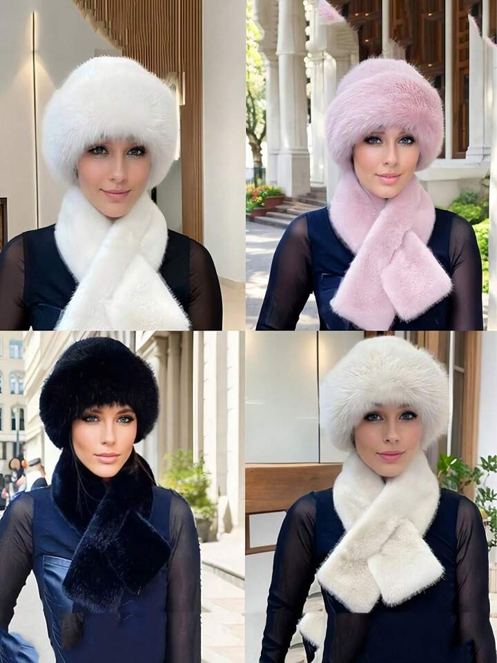 1 /2 Sets Autumn And Winter Mongolian Hat Bucket Hat, Imitation Fur Bib, All Kinds Of Fashion Flu... | SHEIN