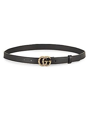 Gucci Women's Pearly GG Leather Belt - Black - Size 80CM (Size 4) | Saks Fifth Avenue