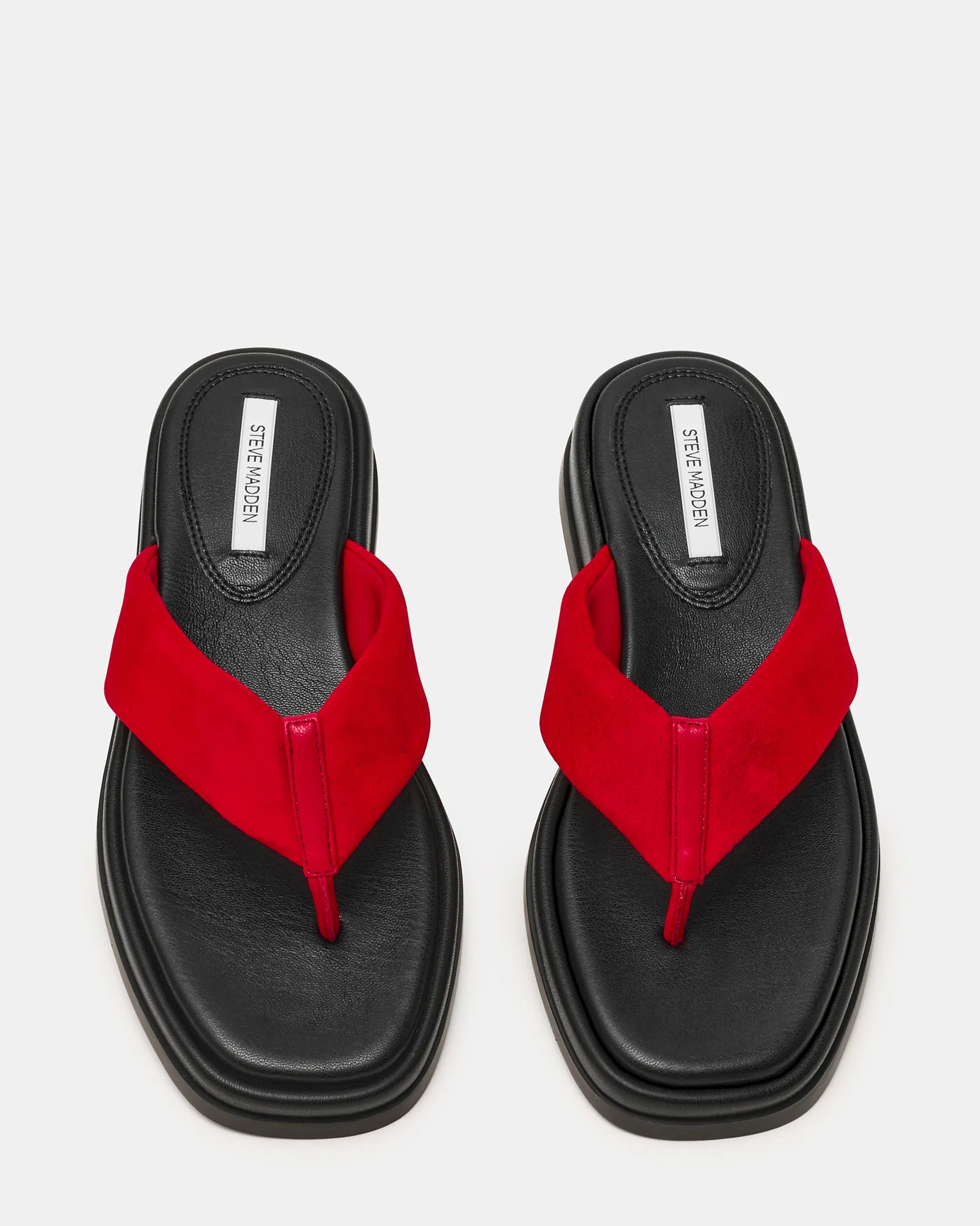 BELLA Red Suede Thong Square-Toe Platform Women's Sandal | Steve Madden (US)