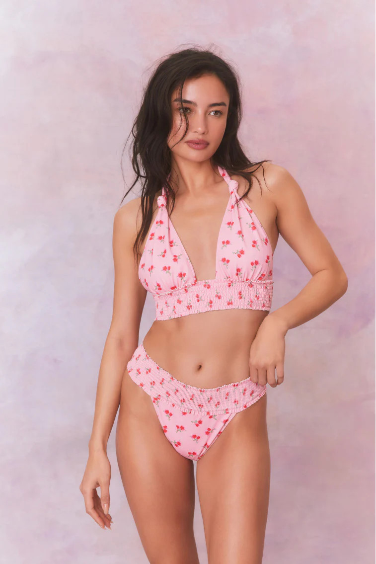 Katya Cherry Halter Bikini Swim Set | LoveShackFancy
