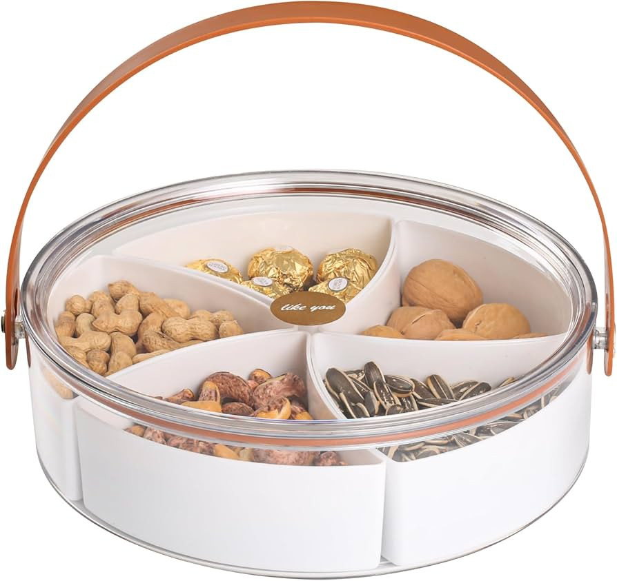 Bandesun Divided Serving Tray with Lid and Handle - Snackle Box Charcuterie Container for Parties... | Amazon (US)