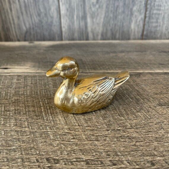 Vintage Small Duck Figurine, Paperweight, MCM office Decor | Etsy (US)