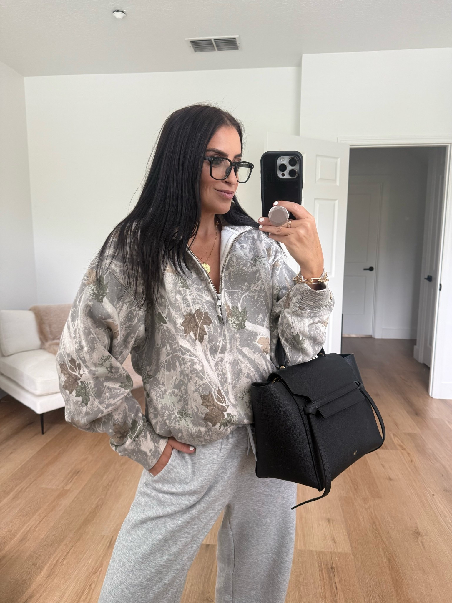 Abercrombie Vintage Sunday Half-Zip wearing size small. No Boundaries Soft Fleece Wide Leg Sweatpants wearing size medium. Adidas Sambas OG