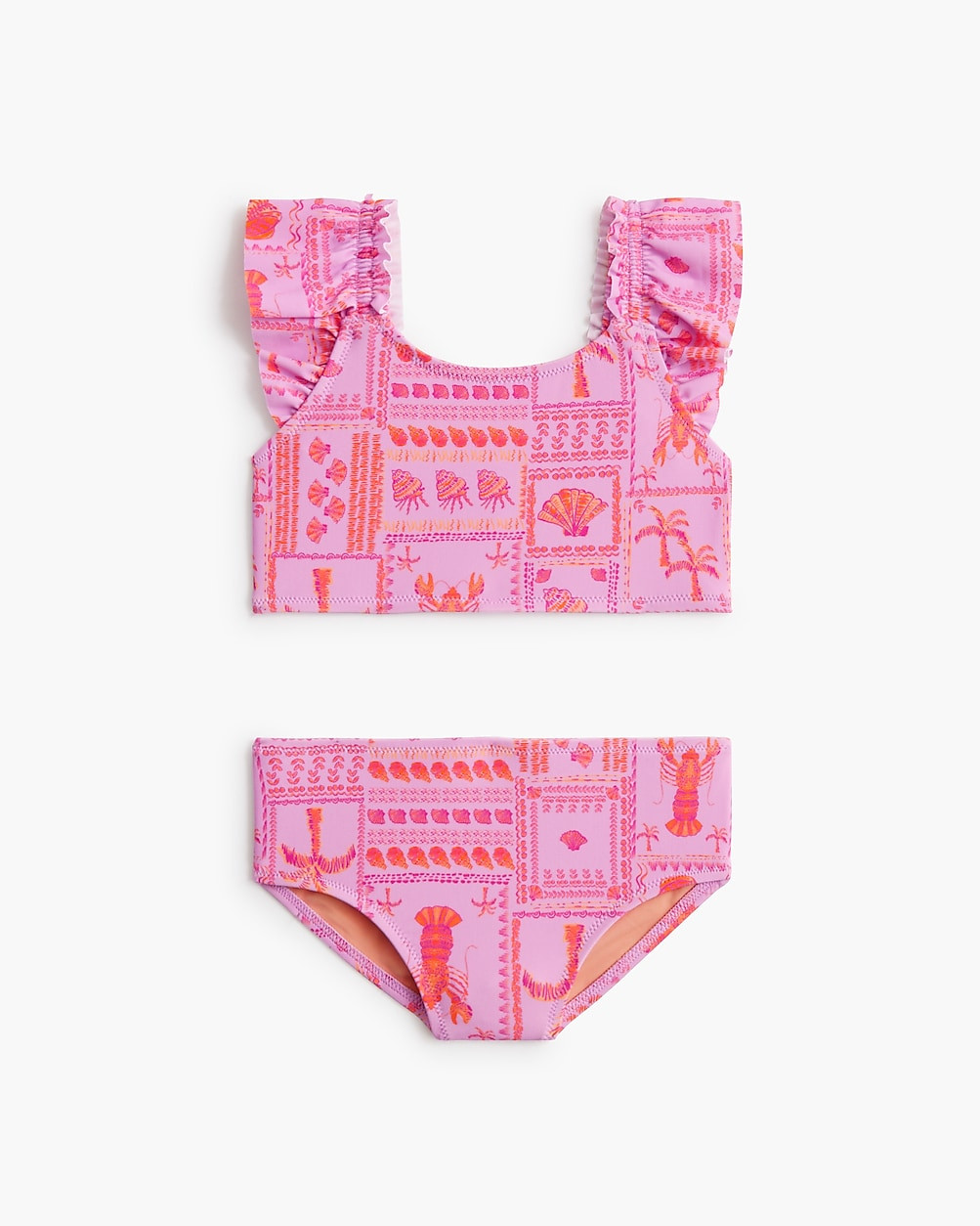 Girls' sea creatures ruffle bikini set | J.Crew Factory