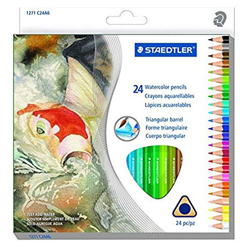 STAEDTLER Presharpened Watercolor Pencils, Ergonomic Art Set, Box of 12 Triangular Colored Pencils | Amazon (US)
