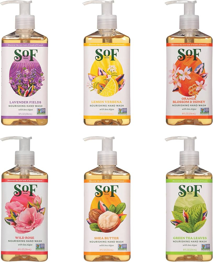 South Of France Natural Body Care 8oz Hand Wash (Variety Pack A, 6 Bottles) | Amazon (US)