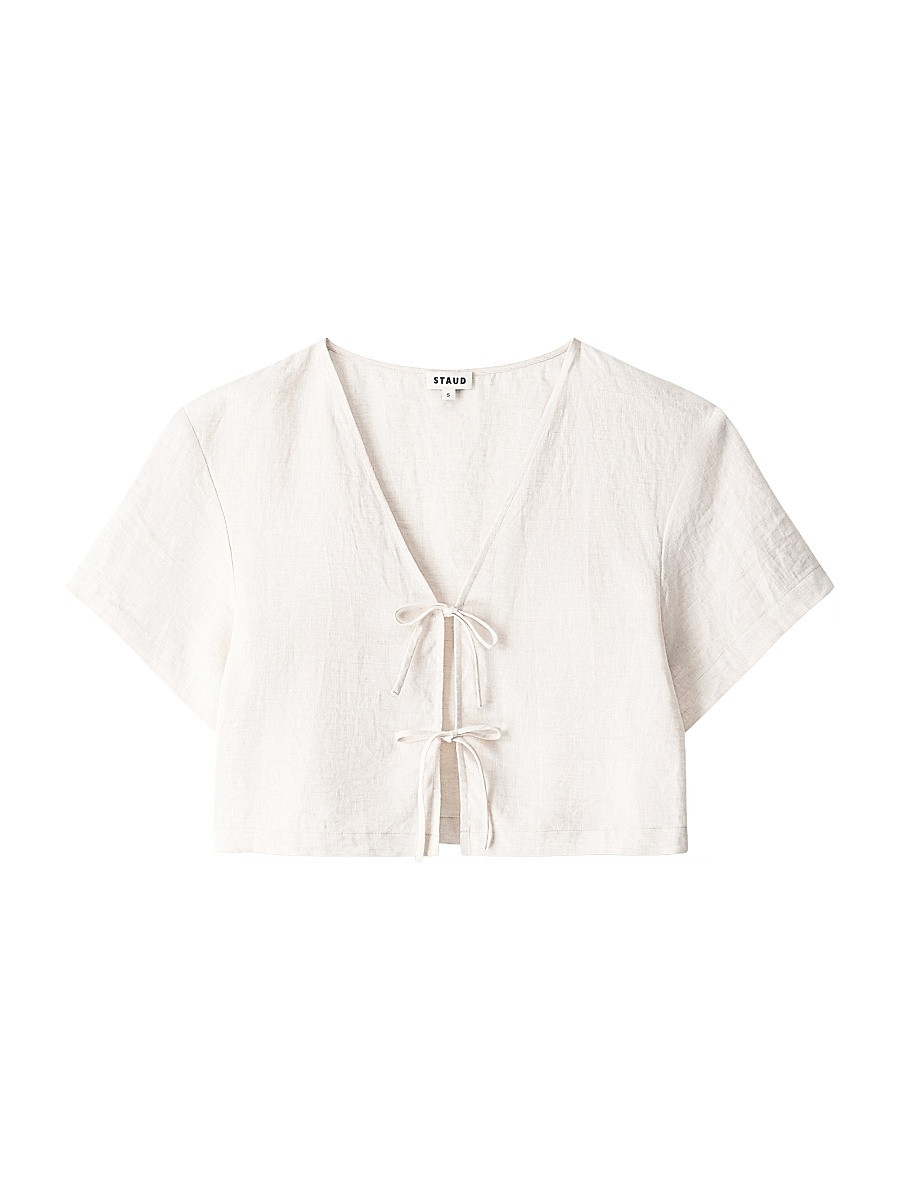 Women's Ava Linen Crop Top - Natural - Size XL | Saks Fifth Avenue
