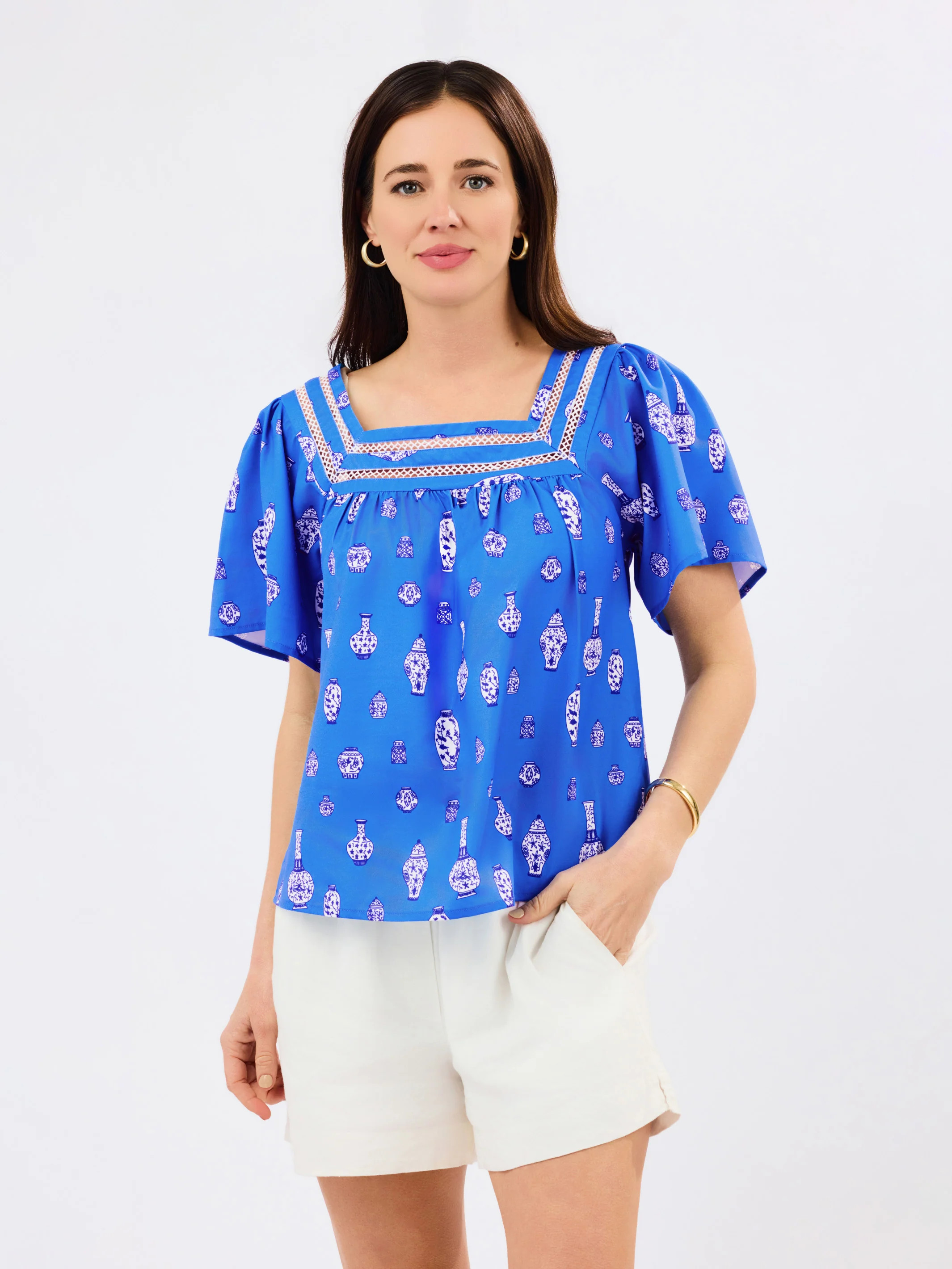Heidi Top | Ginger Jars Blue | Mary Square