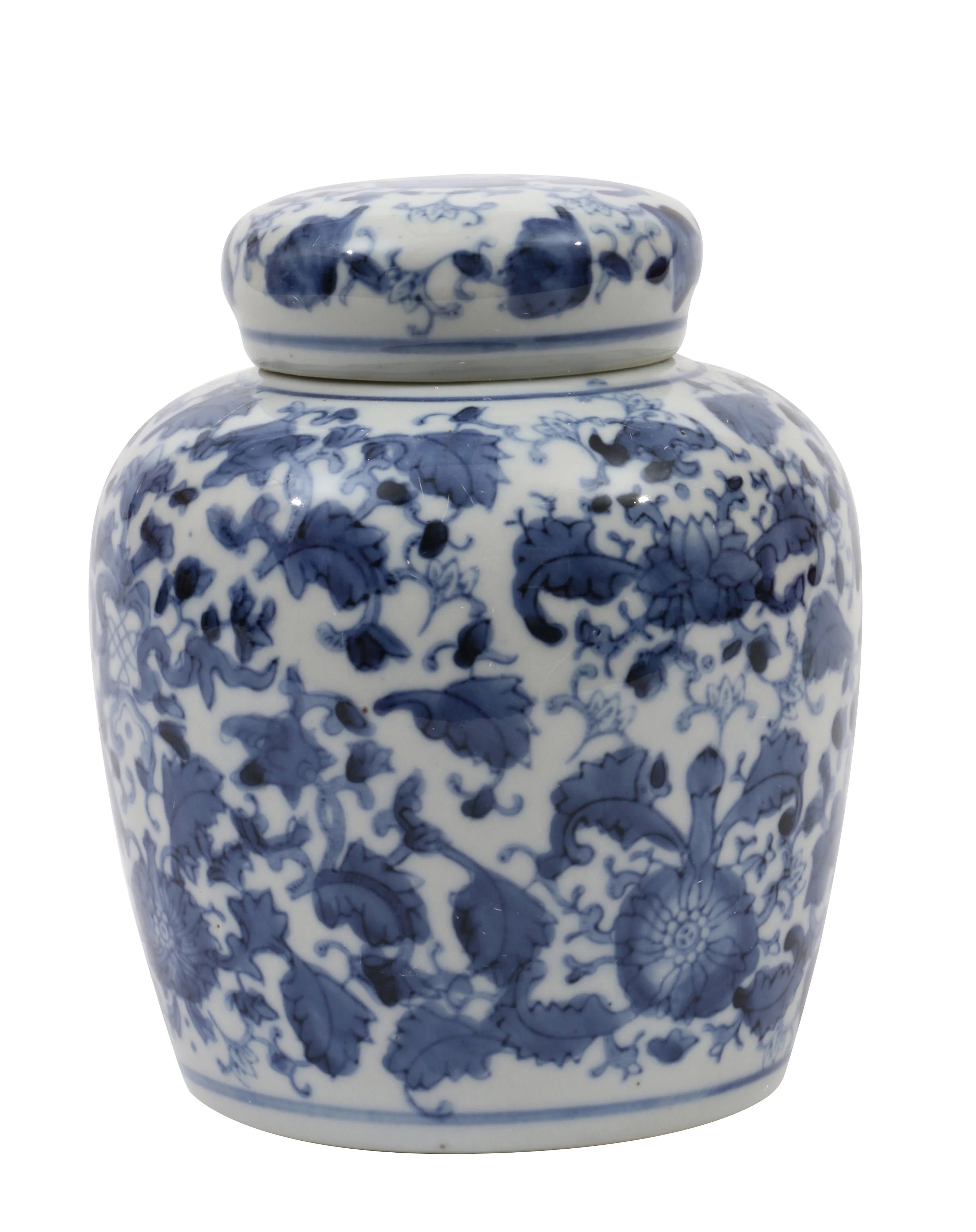 Woven Paths Blue and White Ceramic Ginger Jar with Lid | Walmart (US)