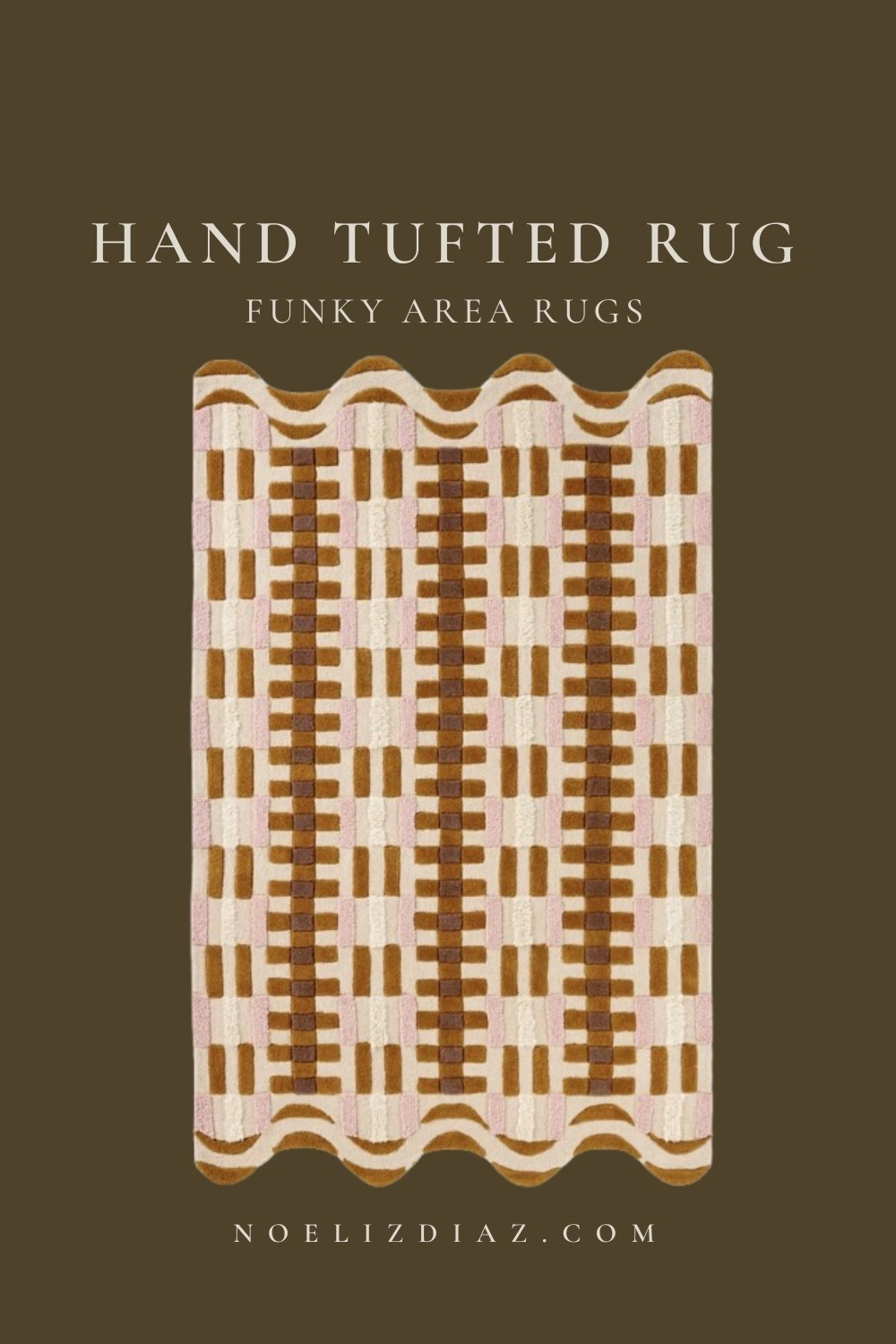 Uniquely shaped neutral rug with a small hint of pink to bring out your funky fun side! #livingroom #babyroom #arearug #funkyrugs #midcentury

#LTKstorytime #LTKHome #LTKWedding