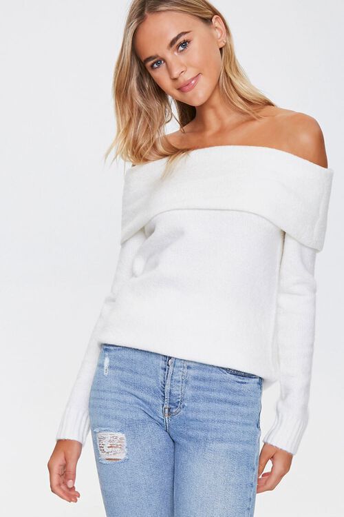 Off-the-Shoulder Ribbed Trim Sweater | Forever 21 (US)