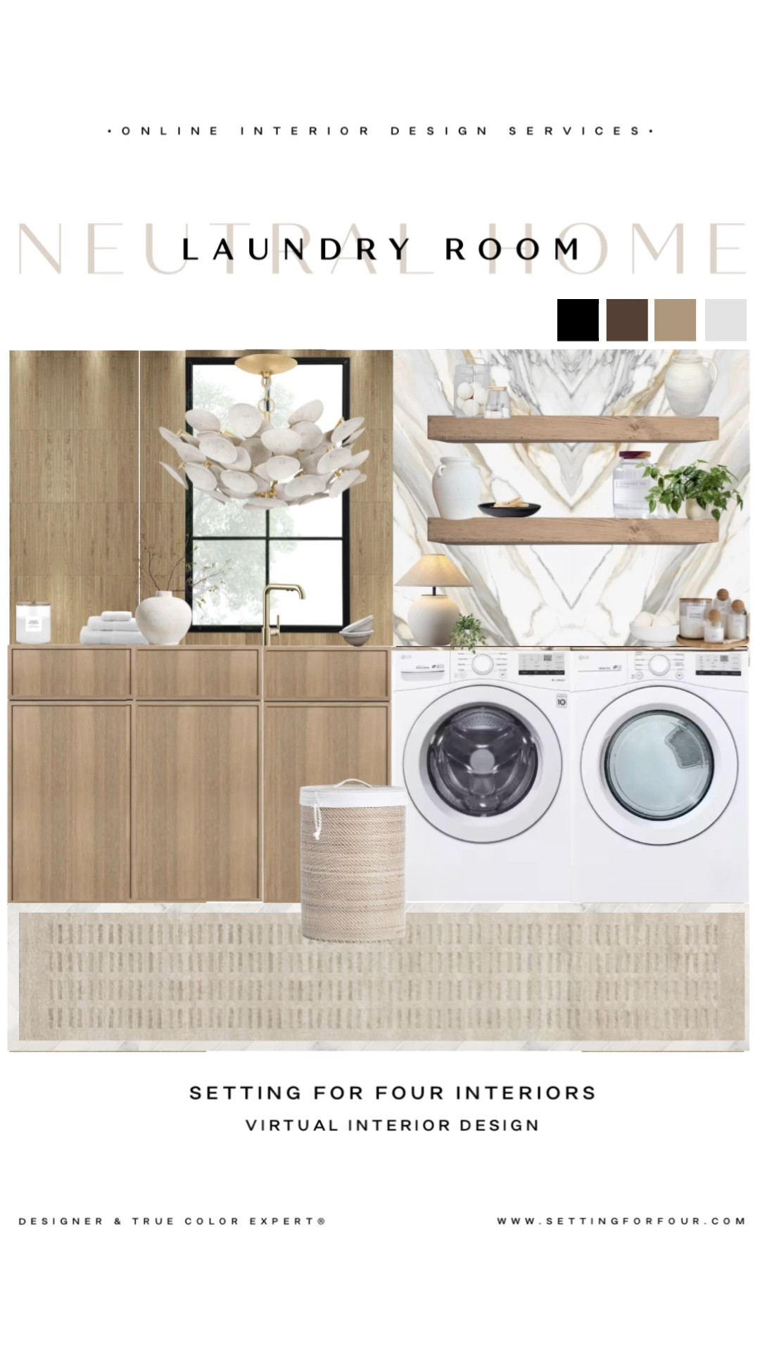 Neutral Laundry Room Mood Board & Decor Ideas, organic modern, transitional, minimal, earthy, Pottery Barn style, Crate & Barrel aesthetic, Amazon home, best white laundry machines, washer, dryer, floating shelves, storage, light wood cabinets, porcelain backsplash, wood slat wall, semi flush mount light, faucet, laundry room decor ideas Designer and True Color Expert picks
 #LTKFamily, LTKUnder50 

#LTKSaleAlert #LTKStyleTip #LTKHome
