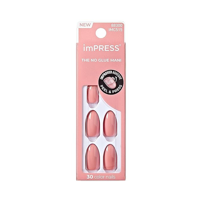 KISS imPRESS Color Press-On Manicure Fake Nails, Sweet Aroma Blue- Short & Square, Solid Pink, Re... | Amazon (US)