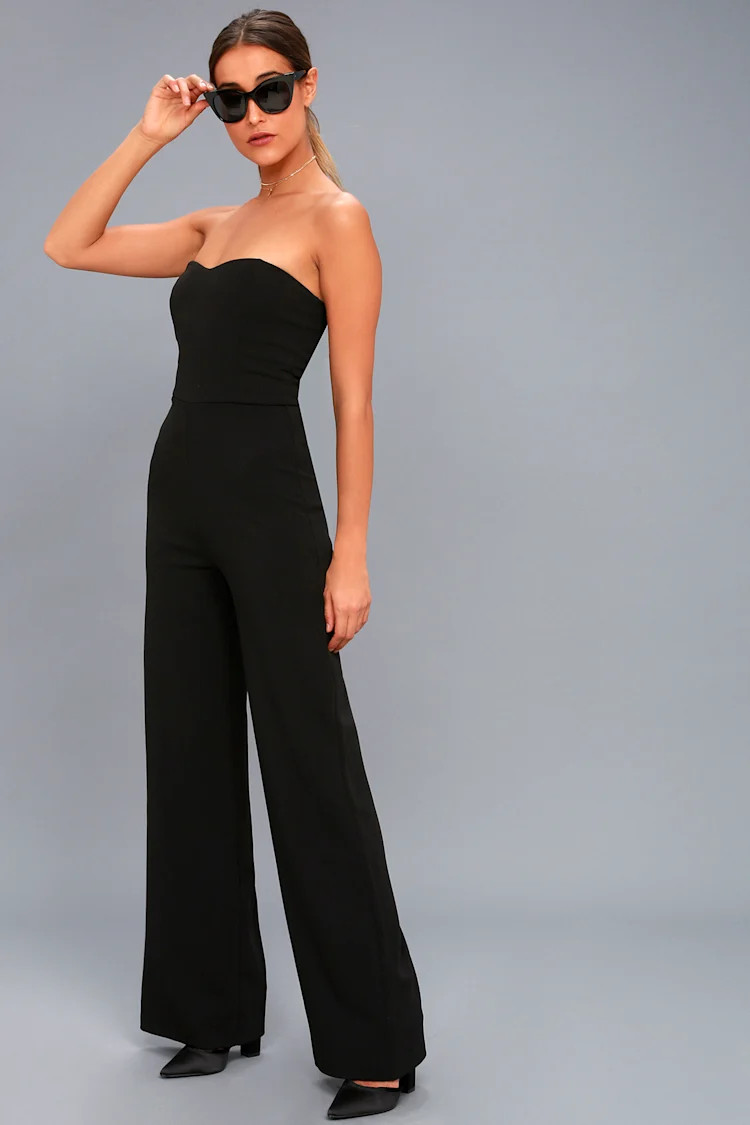 Edith Black Strapless Jumpsuit | Lulus (US)