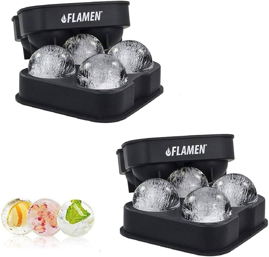 ASPECTEK 2x4 Flamen Runden Eiswürfelform Eiskugelform – BPA freie Silikon-Eisform mit Deckel ... | Amazon (DE)