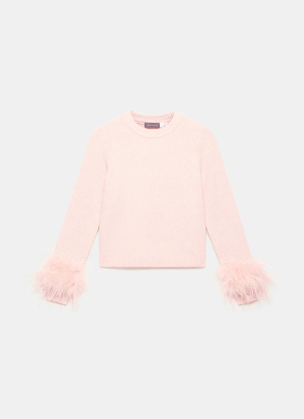Pink Feather Trim Jumper | Mint Velvet