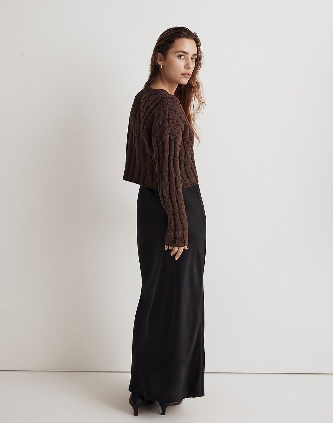 Cable-Knit V-Neck Crop Sweater | Madewell