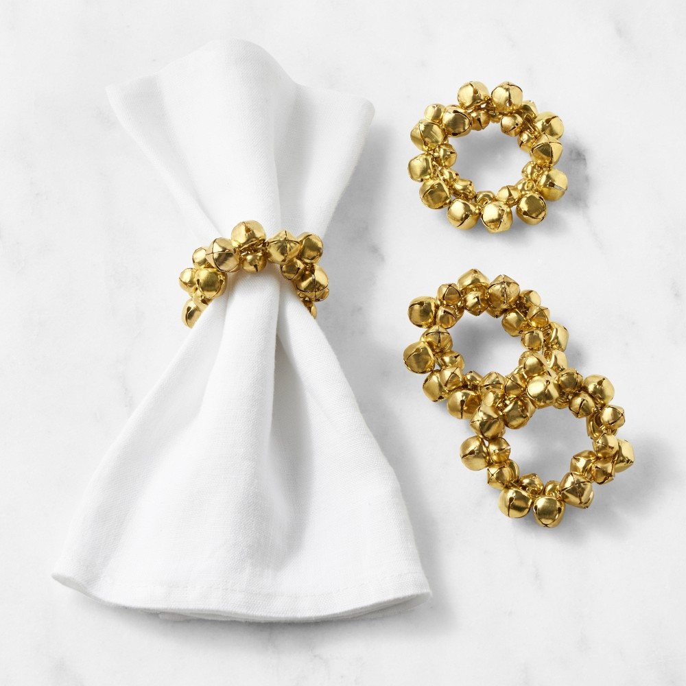 Gold Jingle Bell Napkin Rings, Set of 4 | Williams-Sonoma