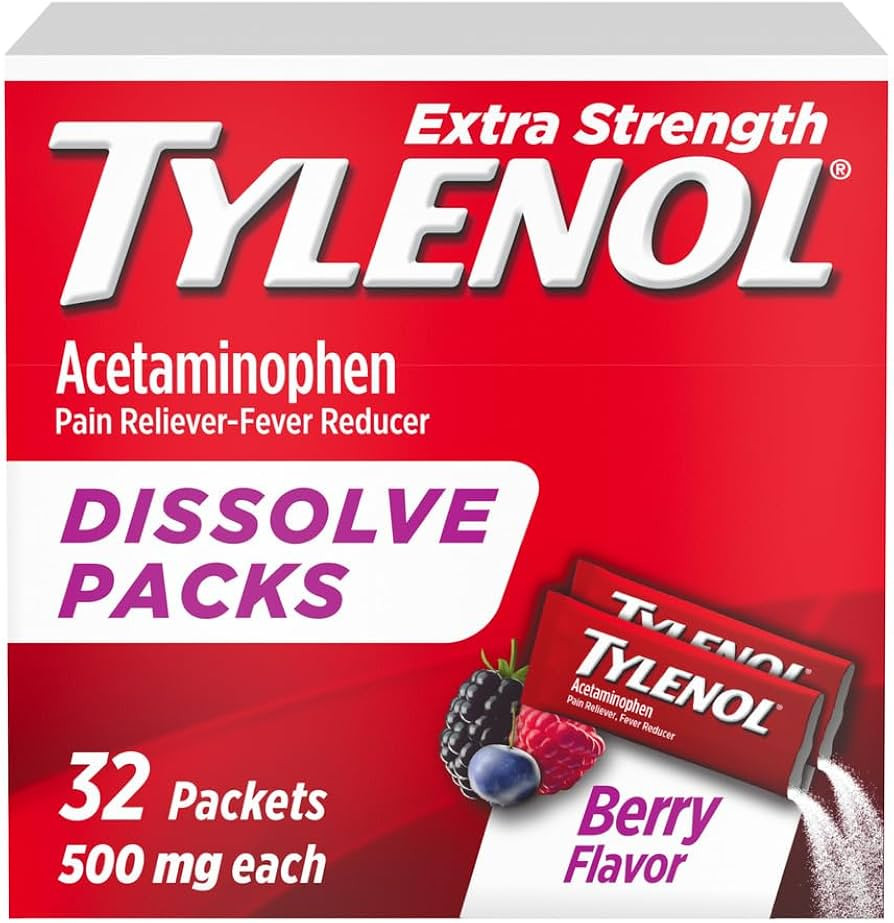 Tylenol Extra Strength Dissolve Packs, 500 mg Acetaminophen Pain Reliever & Fever Reducer, On-The... | Amazon (US)