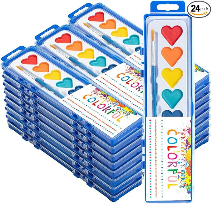 24 Pack Watercolor Paint Set, Washable Water Color Kids Paint Set with Paintbrush for Toddlers Ad... | Amazon (US)