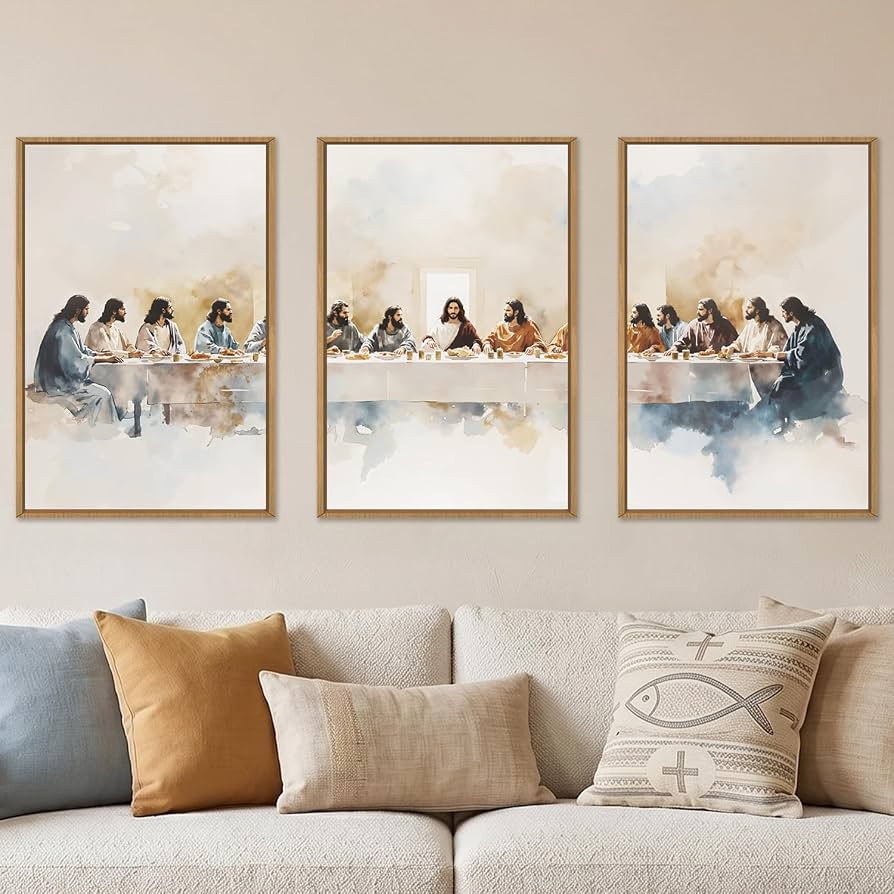DRACIT Jesus Last Supper Scene Christian Framed Canvas Wall Art-16"x24"x3 | Amazon (US)