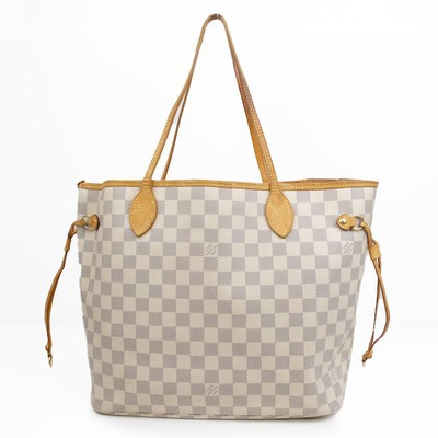 LOUIS VUITTON Neverfull MM Damier Azur Shoulder Bag Tote Bag Leather White N... | eBay US