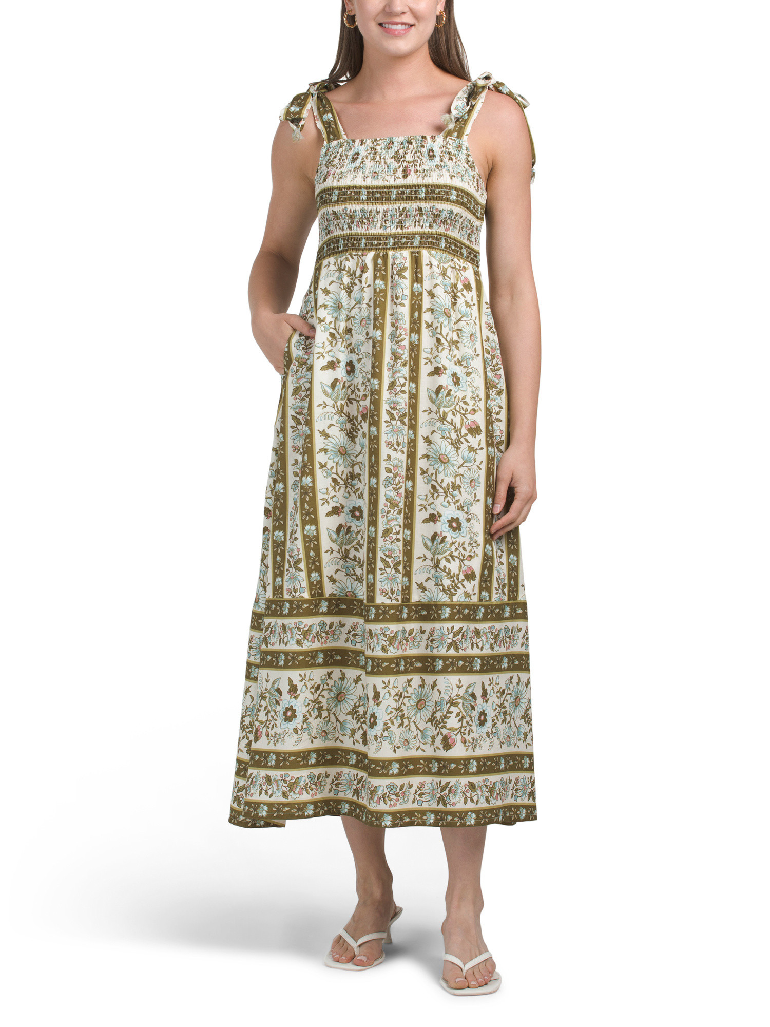 Tie Shoulder Floral Midi Dress | TJ Maxx