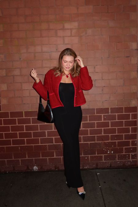 paint the town🌹🍷🍒  @fewmoda 

outfit linked on my ltk in my bio!

#winteroutfit #outfitpost #girlystyle #colorfuloutfit #winteroutfits #2024fashiontrends #outfitinspo #ootd #skimsdress #popofred pop of red, red details, mob wife aesthetic, date night outfit, winter outfit inspo, winter outfit, night out outfit inspo, red jacket, old money aesthetic, skims dress, bows