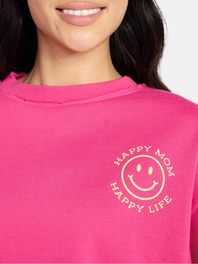 Mother’s Day Women’s Happy Mom Smiley Graphic Sweatshirt from Way to Celebrate, Sizes S-XXXL | Walmart (US)
