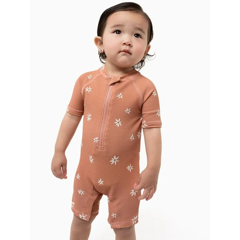 Modern Moments by Gerber Baby Rash Guard Swimsuit, Sizes 0/3M - 12M | Walmart (US)