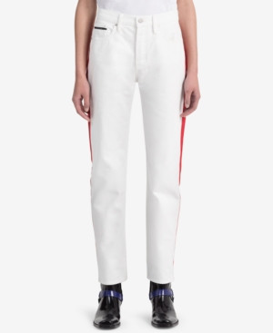 Calvin Klein Jeans Striped White Straight Jeans | Macys (US)