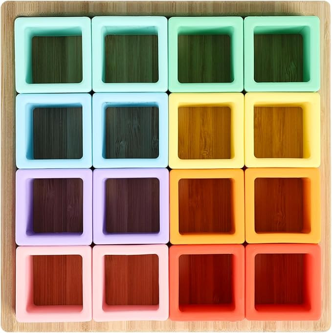 BLUE GINKGO Silicone Rainbow Blocks – [16 PC] Giftable Soft Blocks for Kids, BPA-Free Montessor... | Amazon (US)
