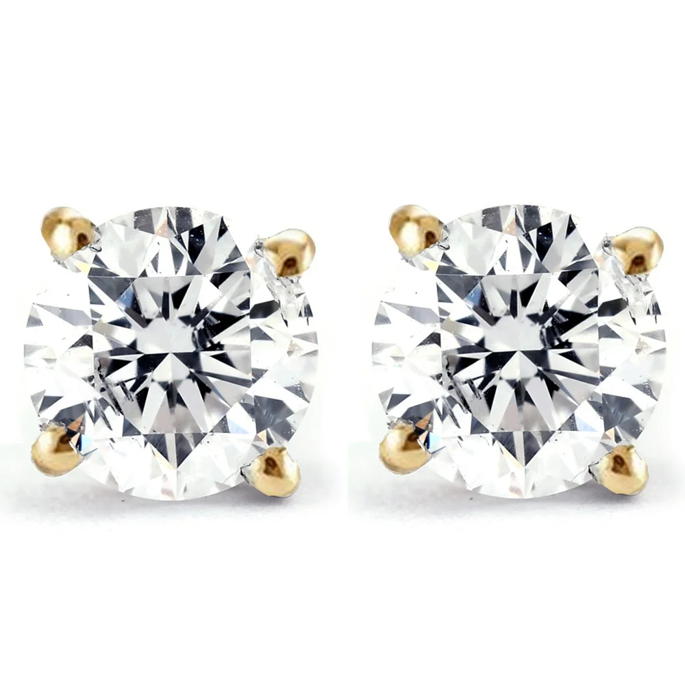 Tiny 1/4Ct Round Diamond Small Stud Earrings in 14K Yellow Gold Classic Setting | Walmart (US)