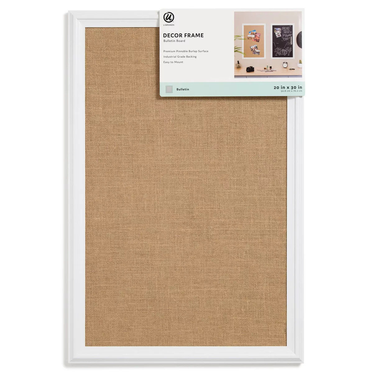 U Brands 20"x 30" Burlap Bulletin Board White Wood Frame: Cork Board for Wall, Presentation Board... | Target