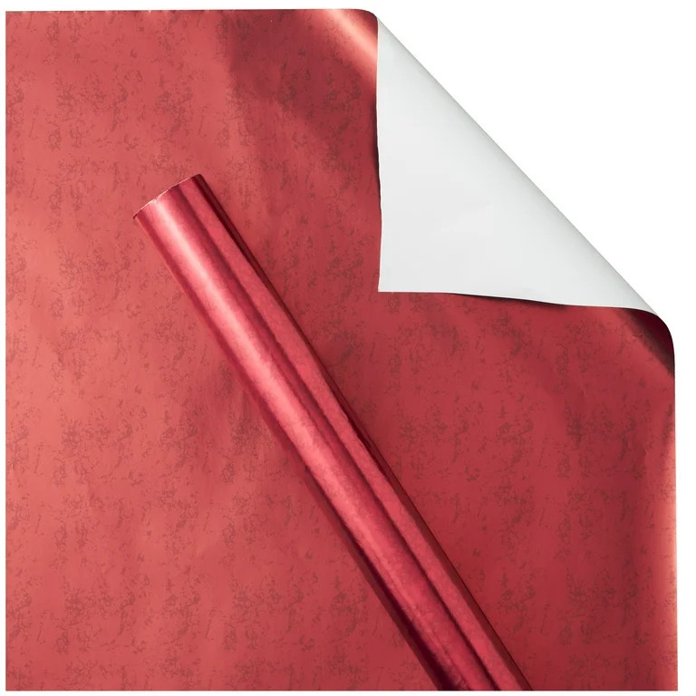 Red Foil Distressed Premium Heavyweight Christmas Wrapping Paper, 40 sq ft, by My Texas House | Walmart (US)